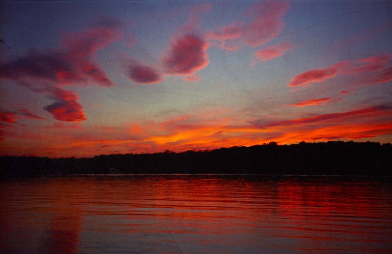 Sunset at the campsite on Stockport Middle Ground