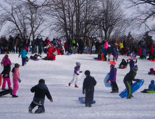 Sledding in Carl Schurz Park