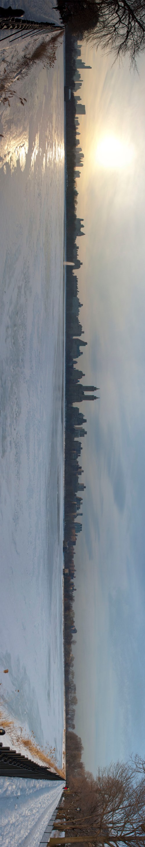 Central Park Reservoir panorama, rotated